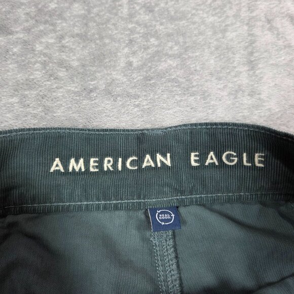 American Eagle Pants Womens 00 Green Corduroy Cargo Baggy Jogger Preppy - Picture 2 of 8